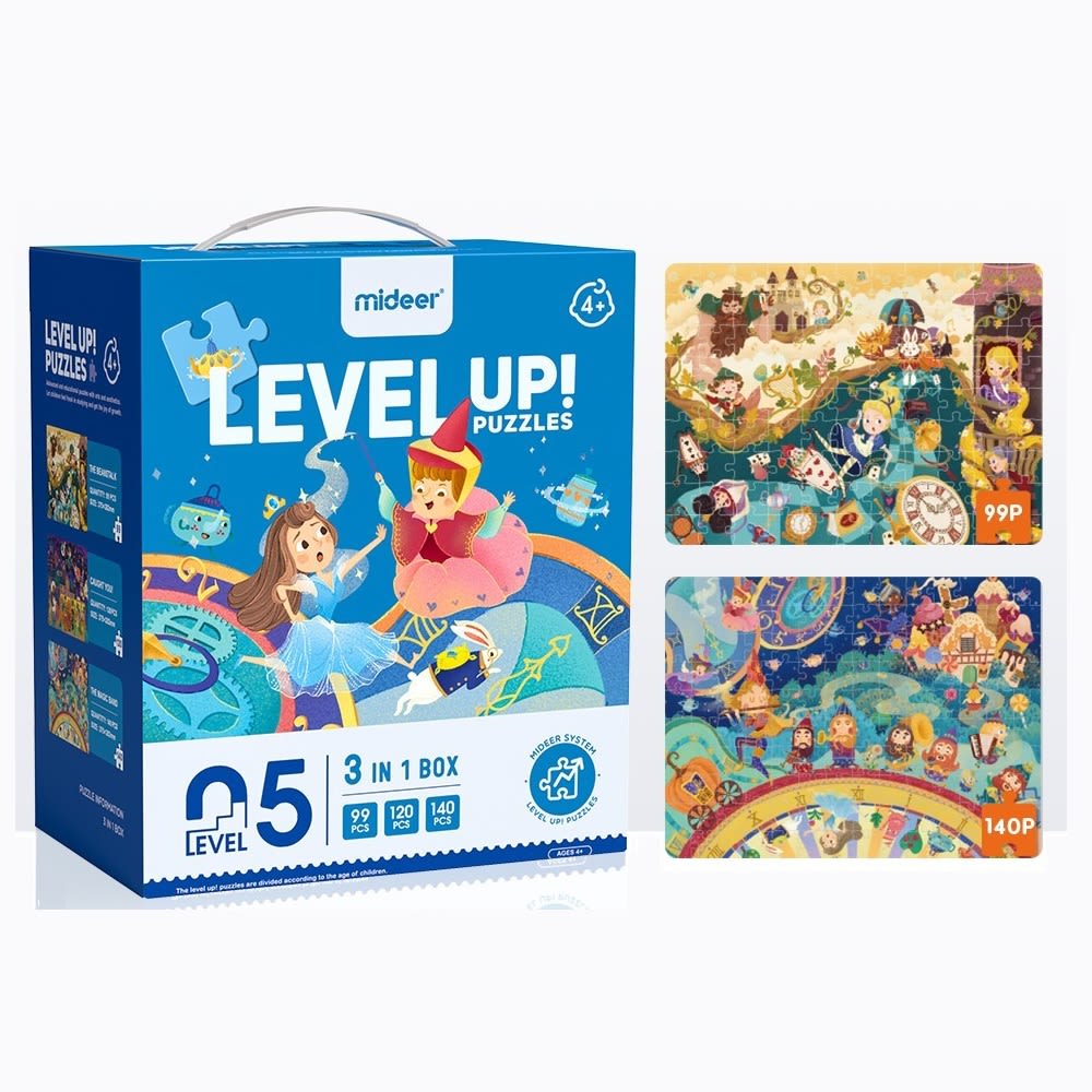 LEVEL UP PUZZLES NIVEL 5 MUNDO DE CUENTOS DE HADAS, 3 PUZZLES