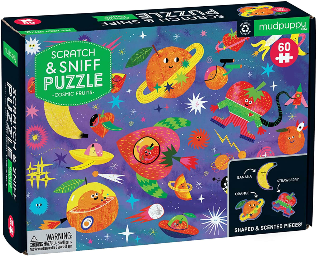 PUZZLE 60PCS RASCAR Y OLER, FRUTAS COSMICAS