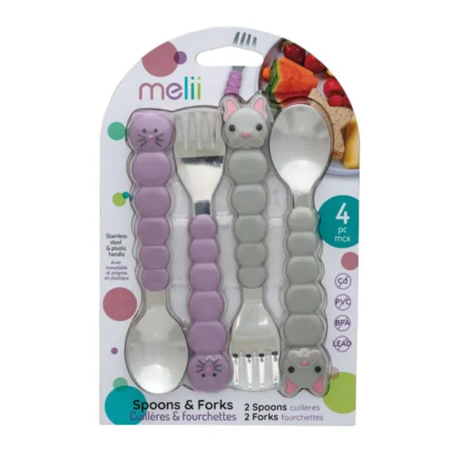 SET DE 4 CUBIERTOS GATO Y BULL DOG MELII