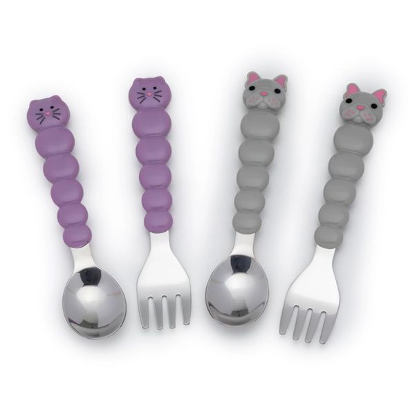 SET DE 4 CUBIERTOS GATO Y BULL DOG MELII
