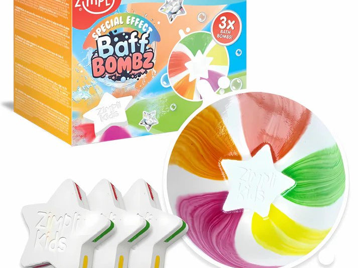 Bombas de baño Zimpli Kids para niños — Baff Bombz Estrella con efecto arcoíris — Mamá Porqué Chile