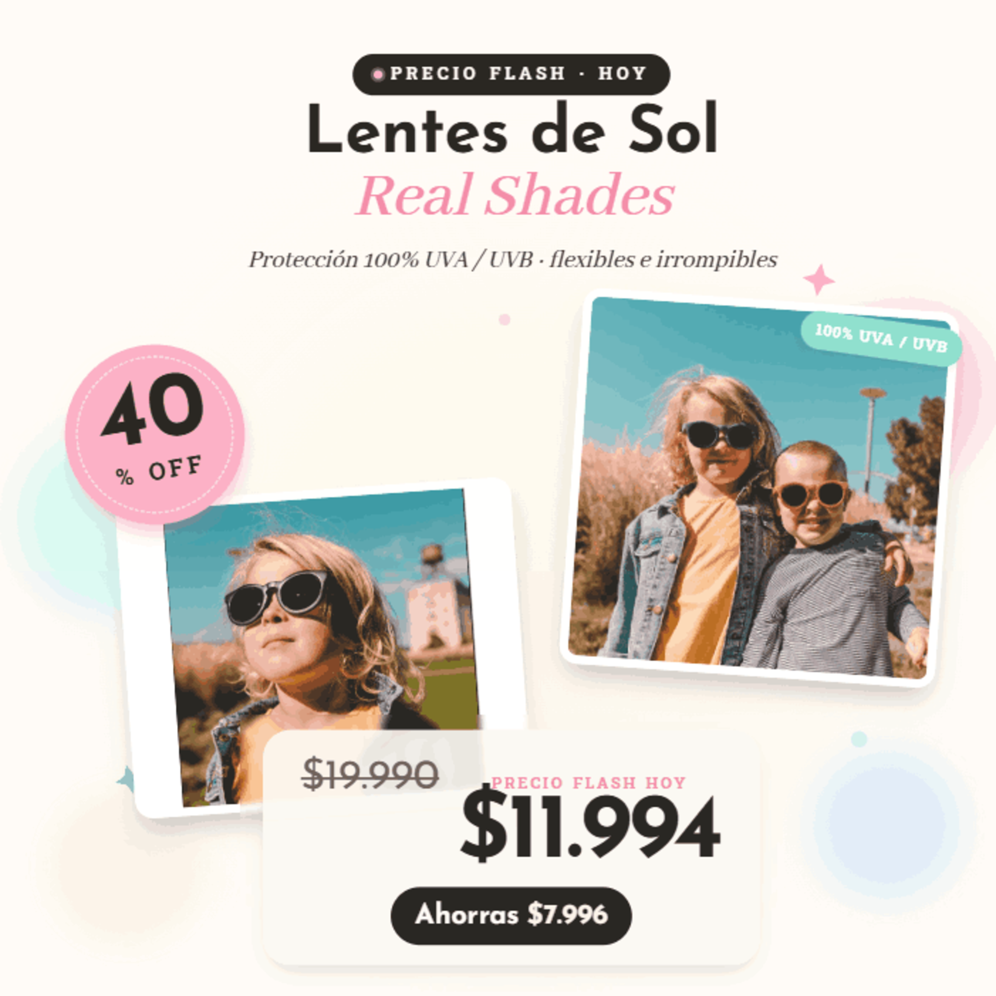 Lentes de Sol Real Shades -40% Precio Flash HOY
