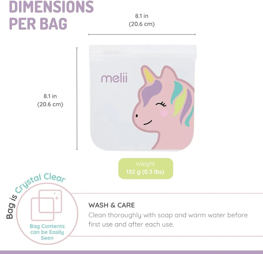 Pack de Bolsas Reutilizables Gato-unicornio para Snacks