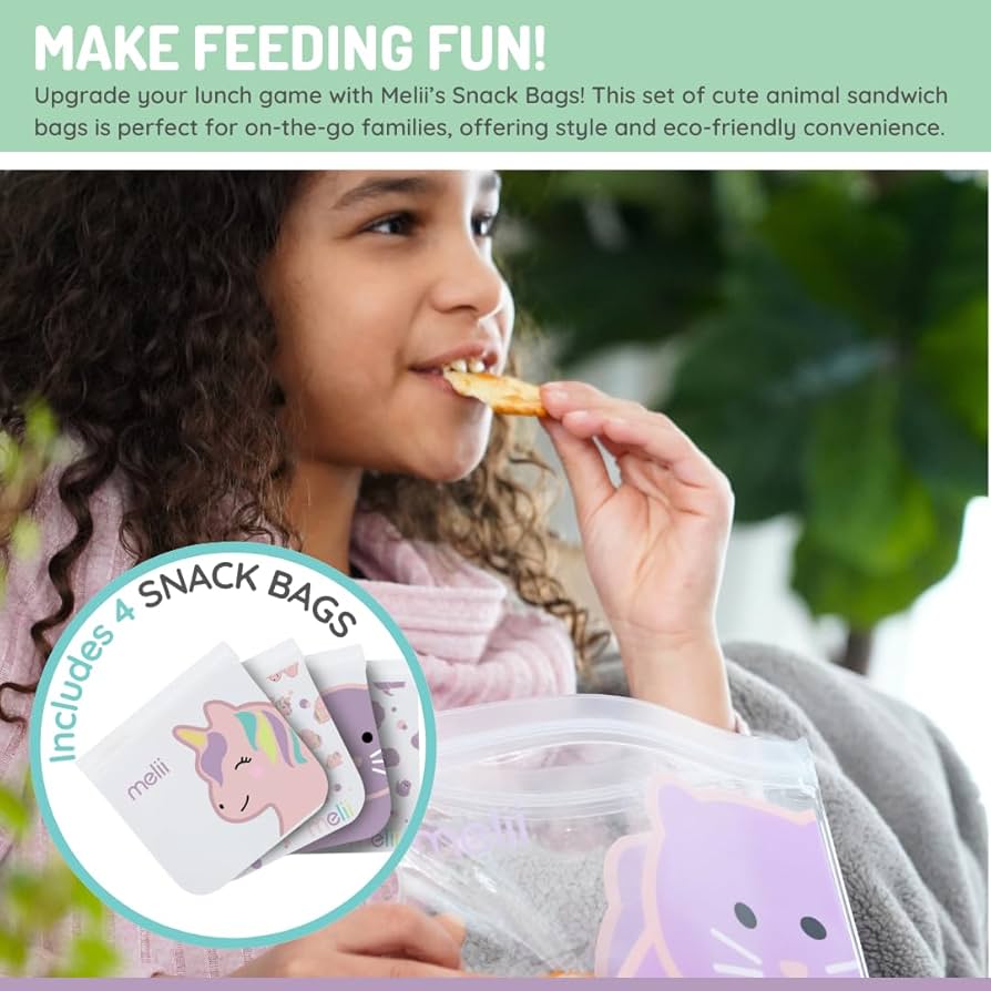 Pack de Bolsas Reutilizables Gato-unicornio para Snacks
