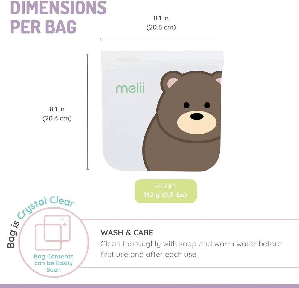 PACK DE BOLSAS REUTILIZABLES PANDA-OSO PARA SNACKS