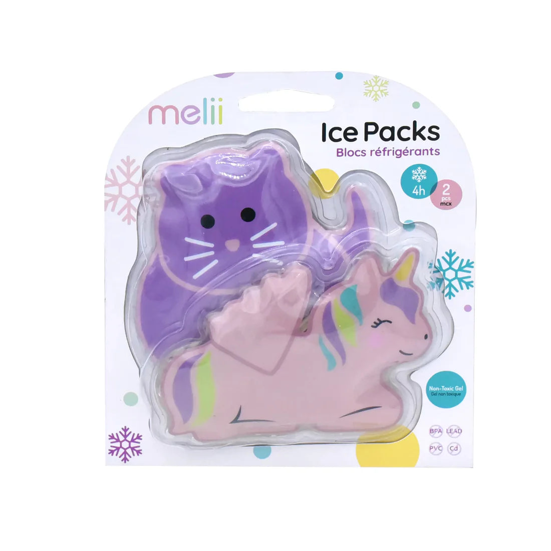 PACK DE 2 GEL FRIOS ICE PACK GATO/UNICORNIO