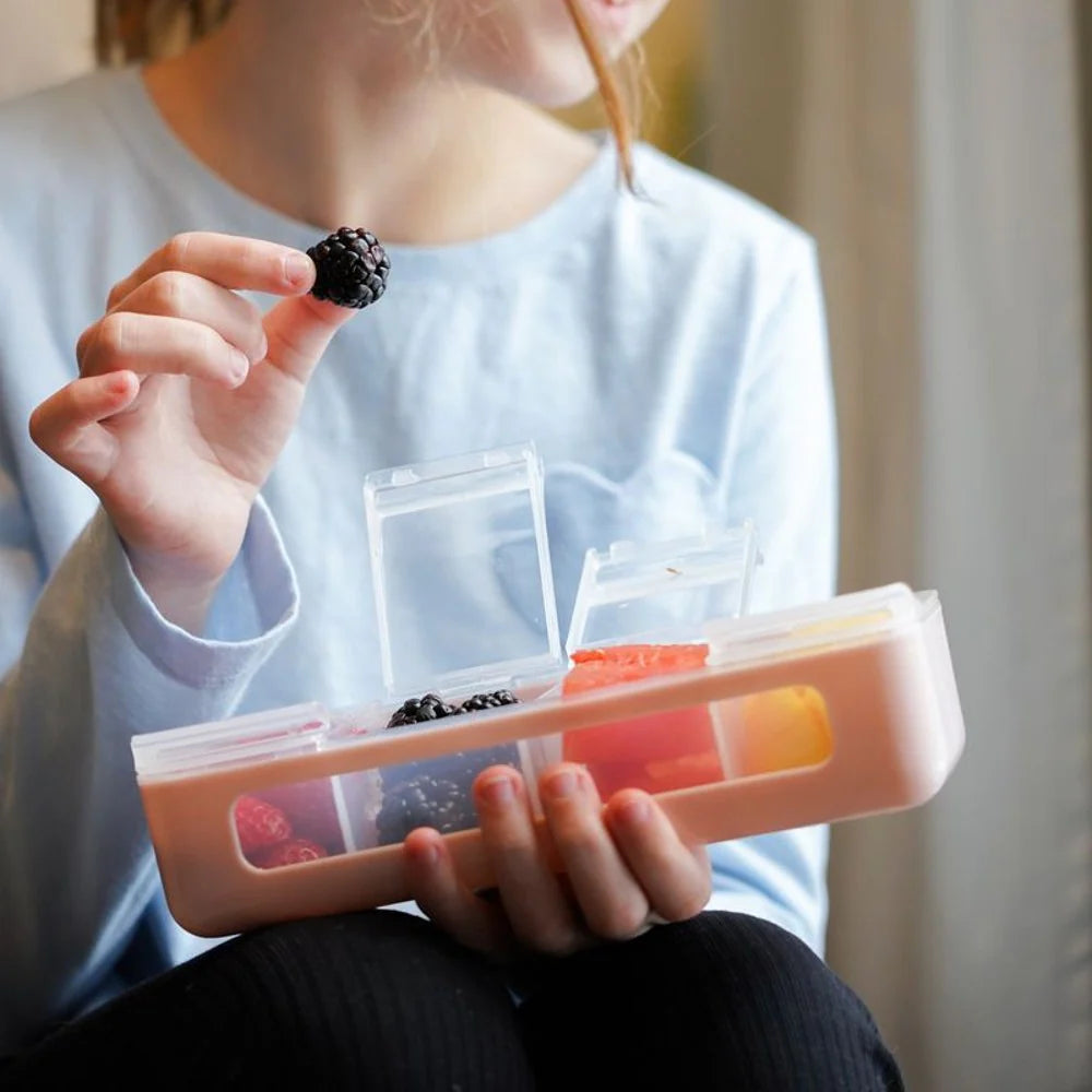 PACK DE 2 CONTENEDORES DE 4 COMPARTIMIENTOS ROSADO - MORADO