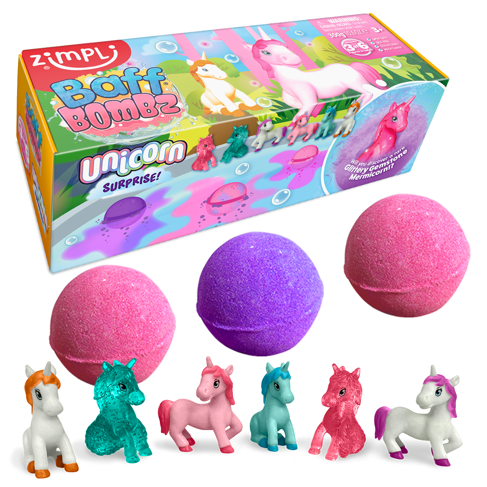 Bombas de Baño Sorpresa Unicornio Pack 3 Zimpli Kids