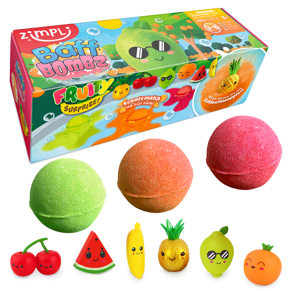 Bombas de Baño Sorpresa Frutas Pack 3 Zimpli Kids