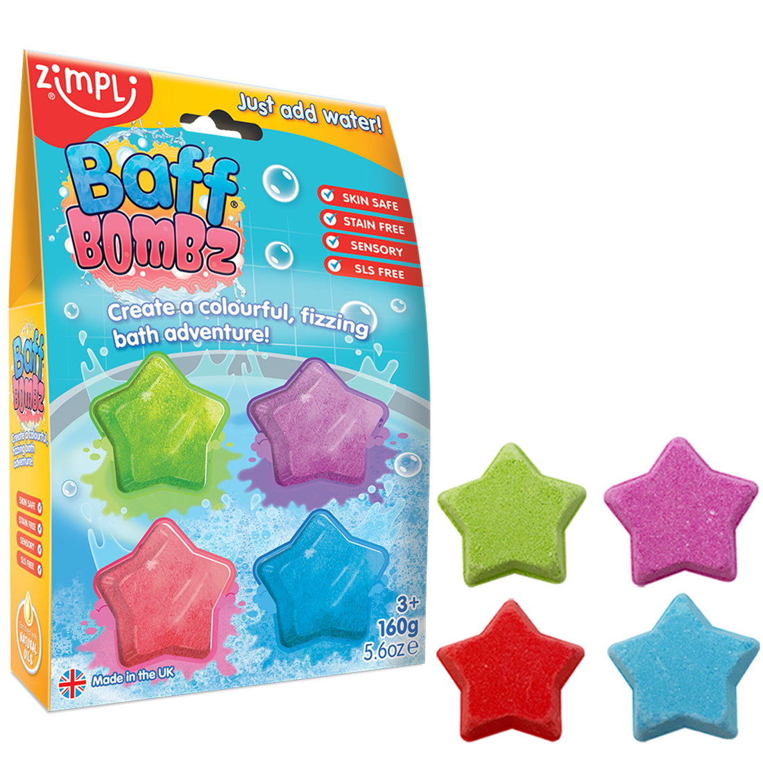 Bombas de Baño Estrella Pack 4 Zimpli Kids