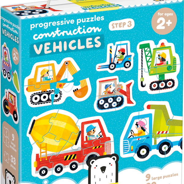 Puzzle Progresivo Vehículos de Construcción Banana Panda