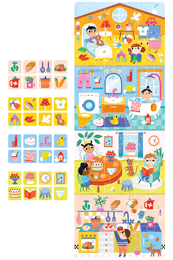 Puzzle y Juego de Búsqueda El Hogar Banana Panda