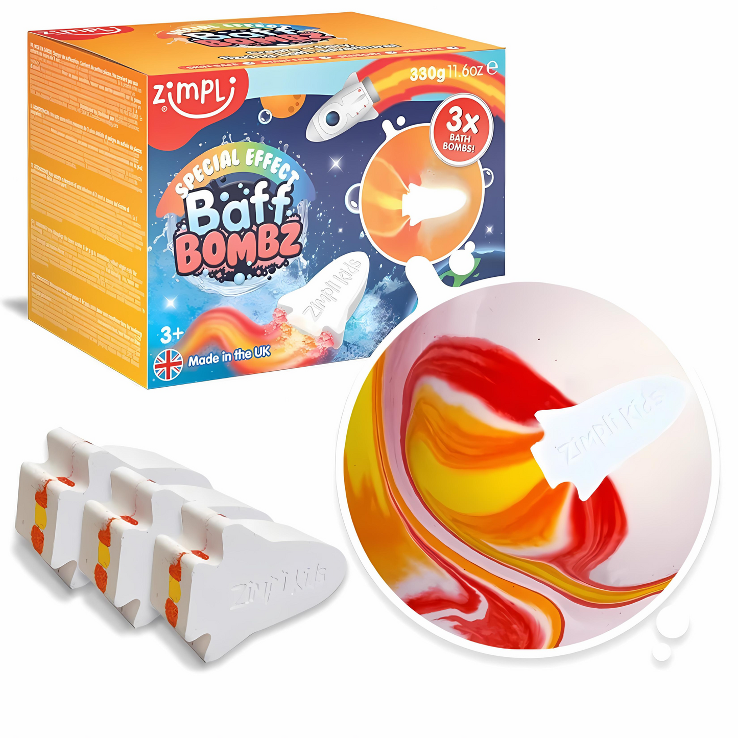 BOMBA DE BAÑO EFECTO ESPECIAL COHETE ZIMPLI (3 PACK)