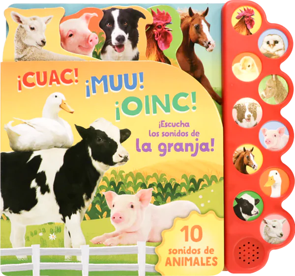 Libro 10 Sonidos de la Granja ¡Cuac! ¡Muu! ¡Oinc!