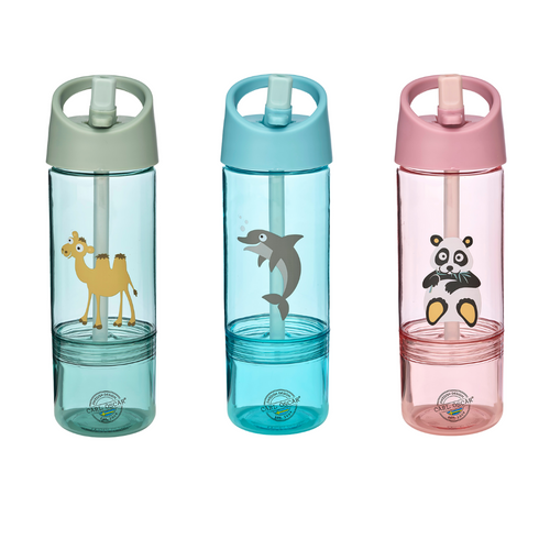 Botella de Agua con Snack Box 2 en 1 — Colores Pastel