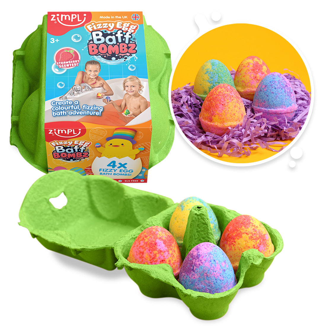 Bombas de Baño Efervescentes con Forma de Huevo – Pack 4