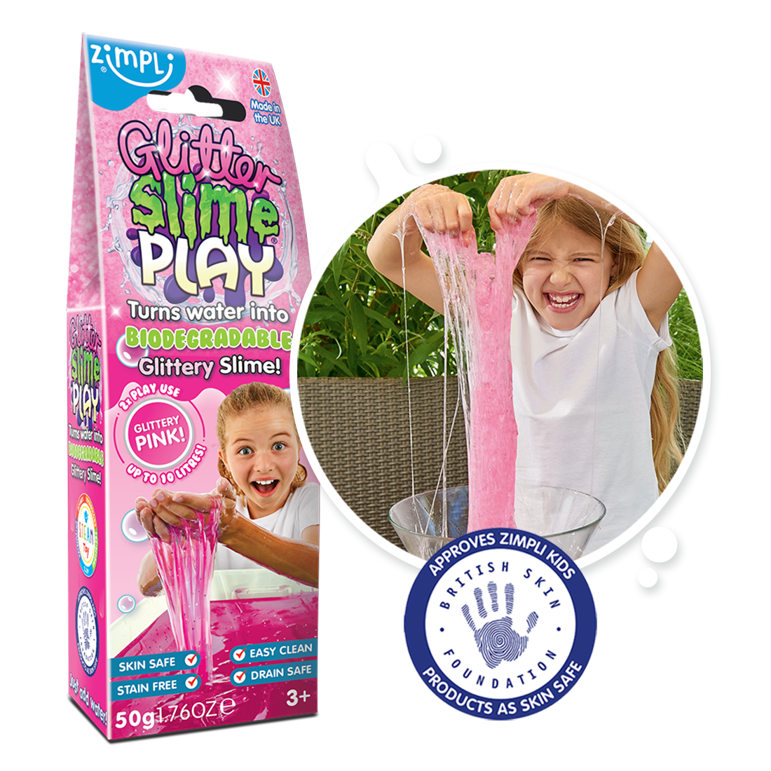 Slime en Polvo con Brillos Rosado Zimpli Kids