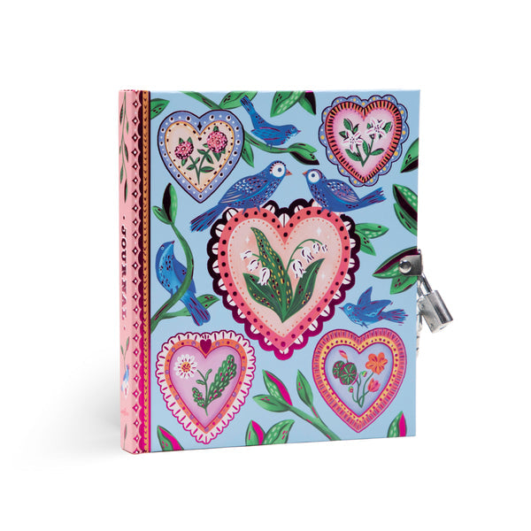Diario de Vida con Candado Corazones y Pájaros - Eeboo