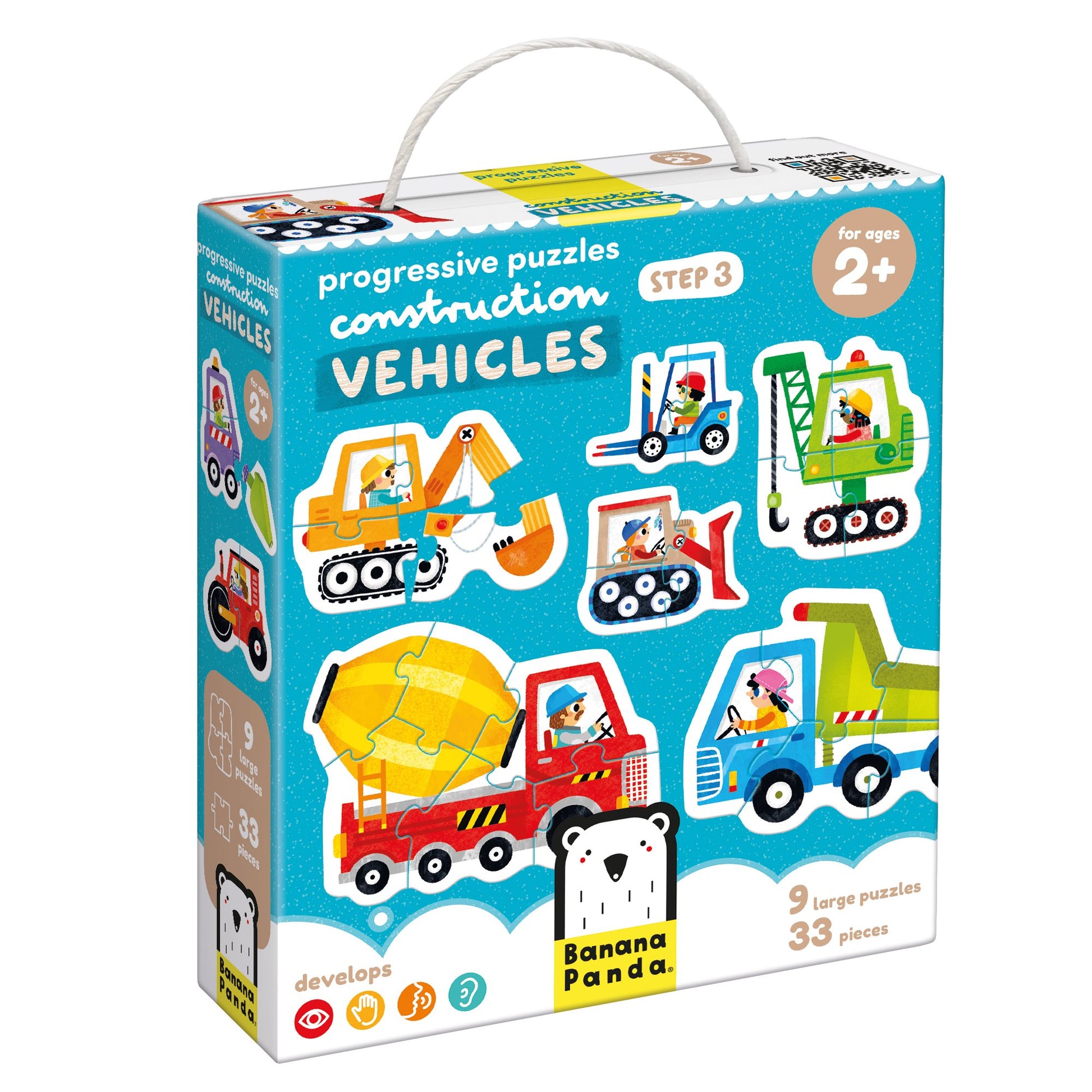 Puzzle Progresivo Vehículos de Construcción Banana Panda