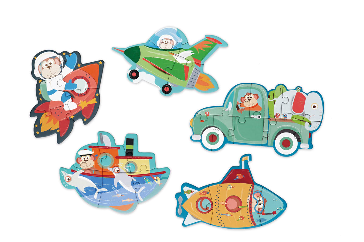 PUZZLE PROGRESIVO VEHICULOS, 5 PUZZLES