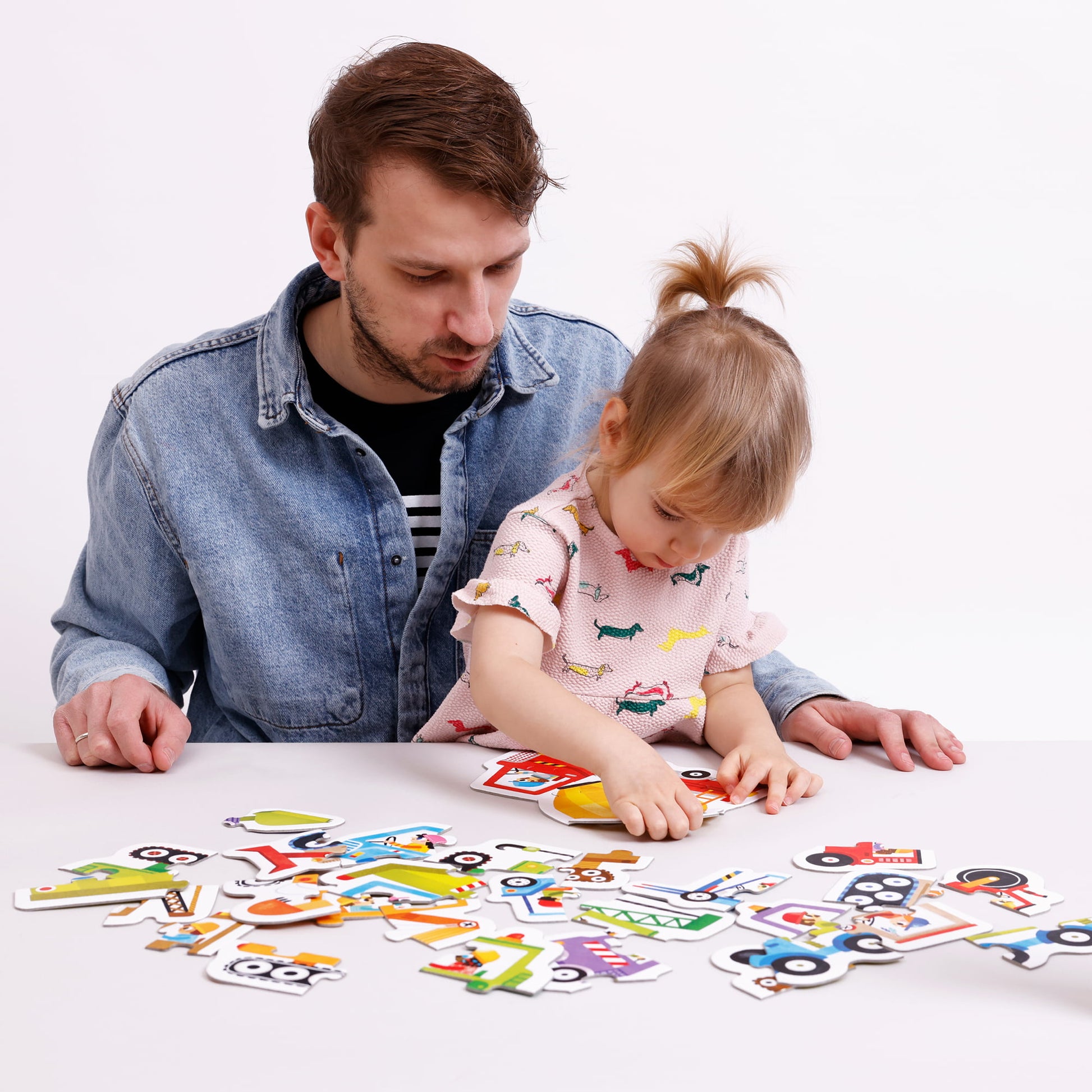 Puzzle Progresivo Vehículos de Construcción Banana Panda
