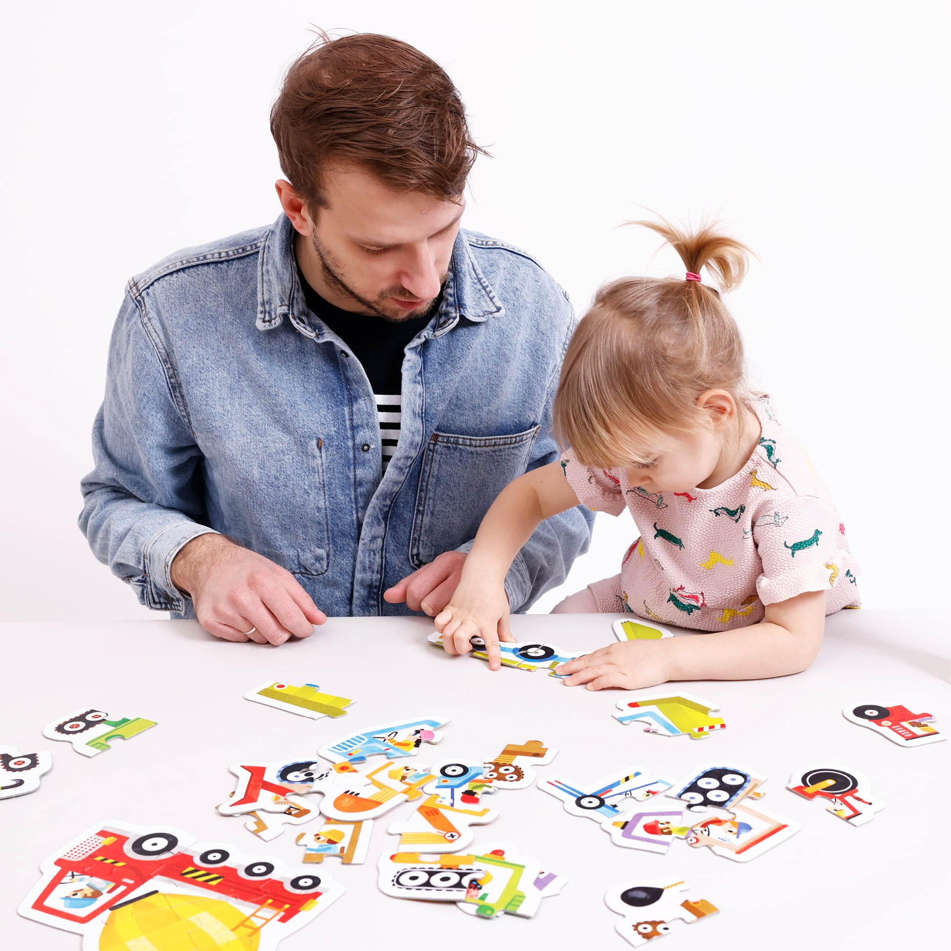 Puzzle Progresivo Vehículos de Construcción Banana Panda