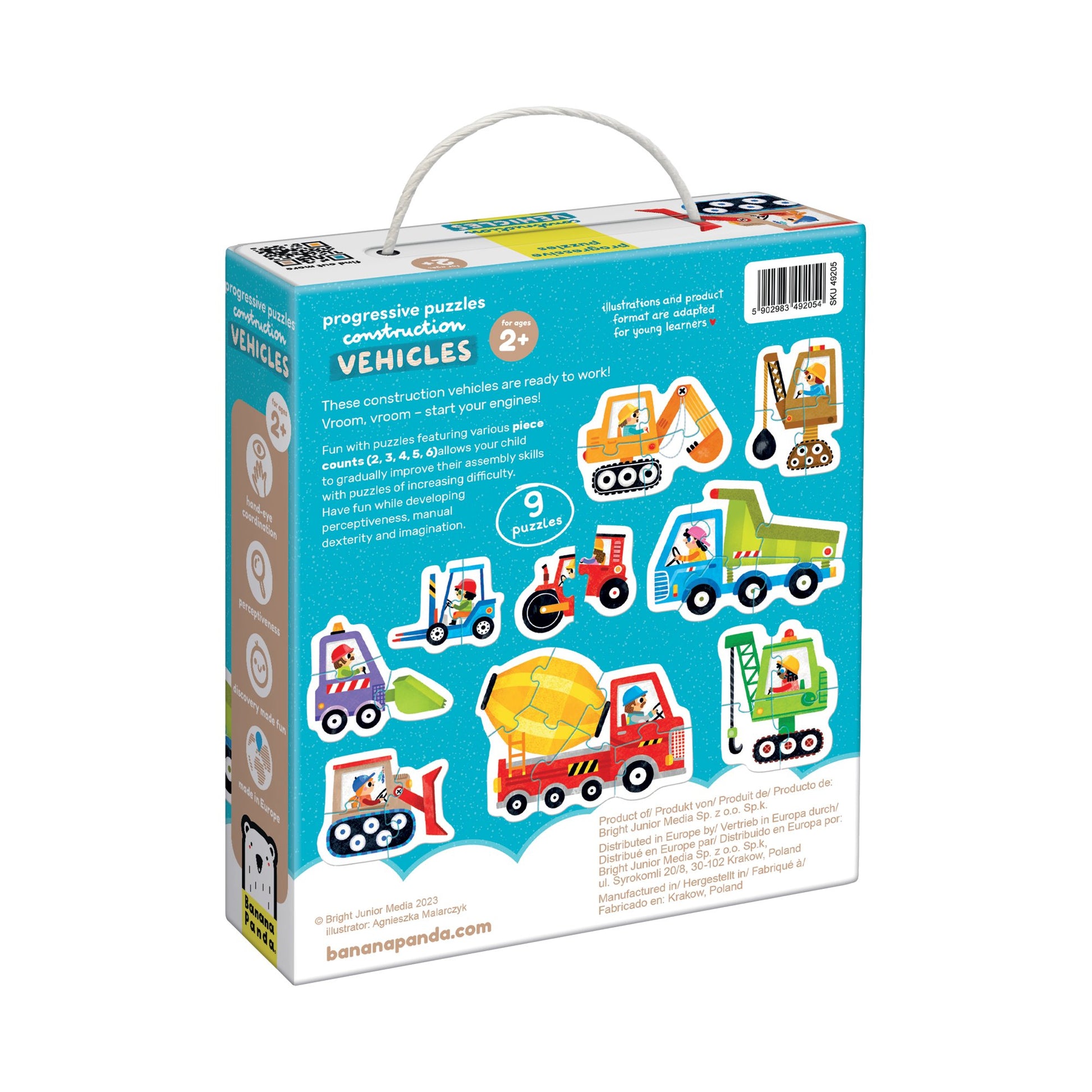 Puzzle Progresivo Vehículos de Construcción Banana Panda