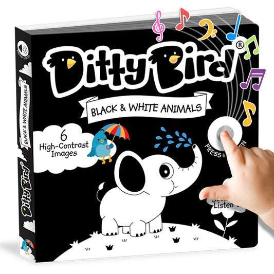 LIBRO CON SONIDO BLACK AND WHITE ANIMALS