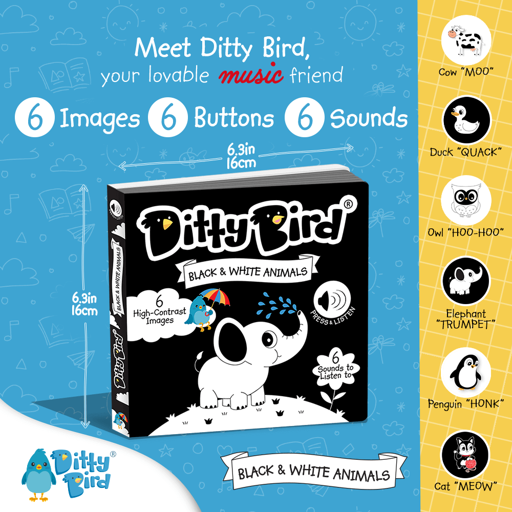 LIBRO CON SONIDO BLACK AND WHITE ANIMALS
