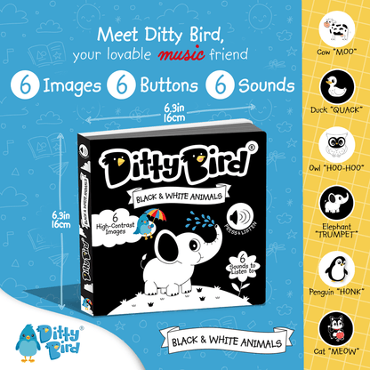 LIBRO CON SONIDO BLACK AND WHITE ANIMALS