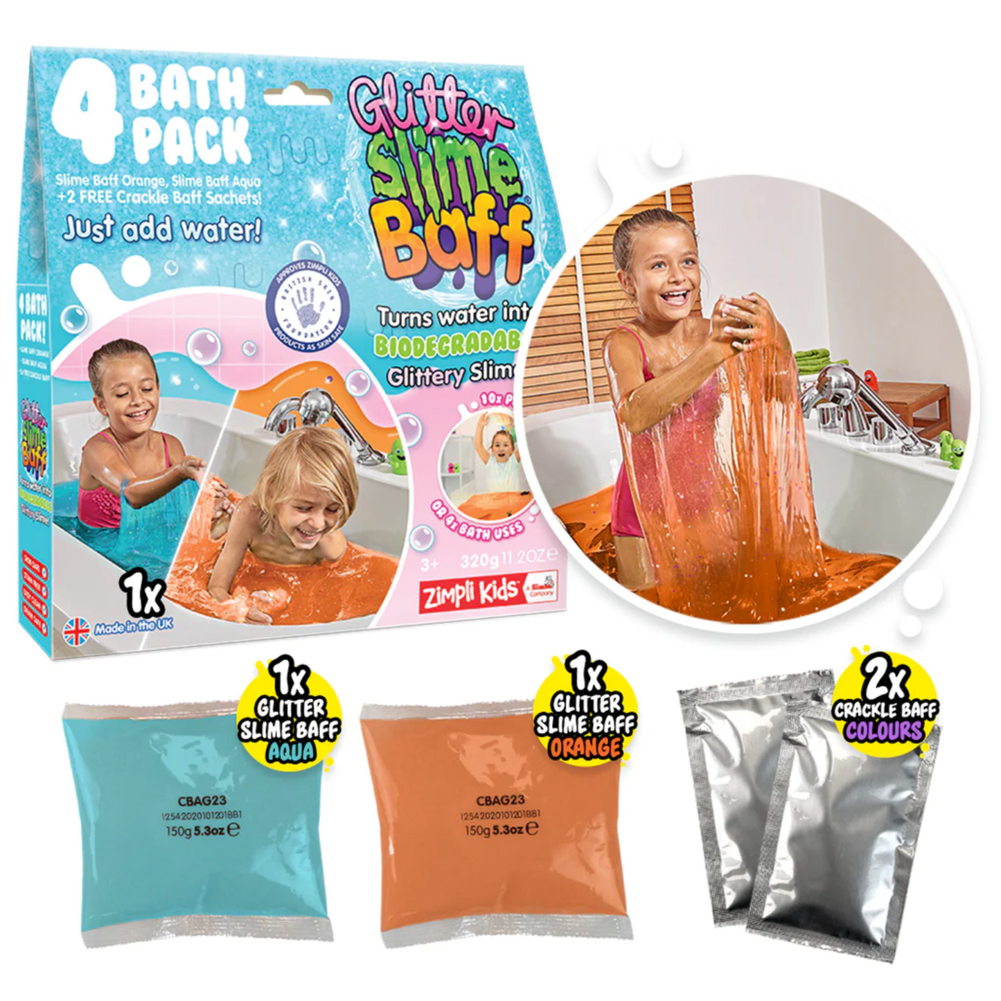 GLITTER SLIME BAFF PACK (TURQUESA/NARANJO)