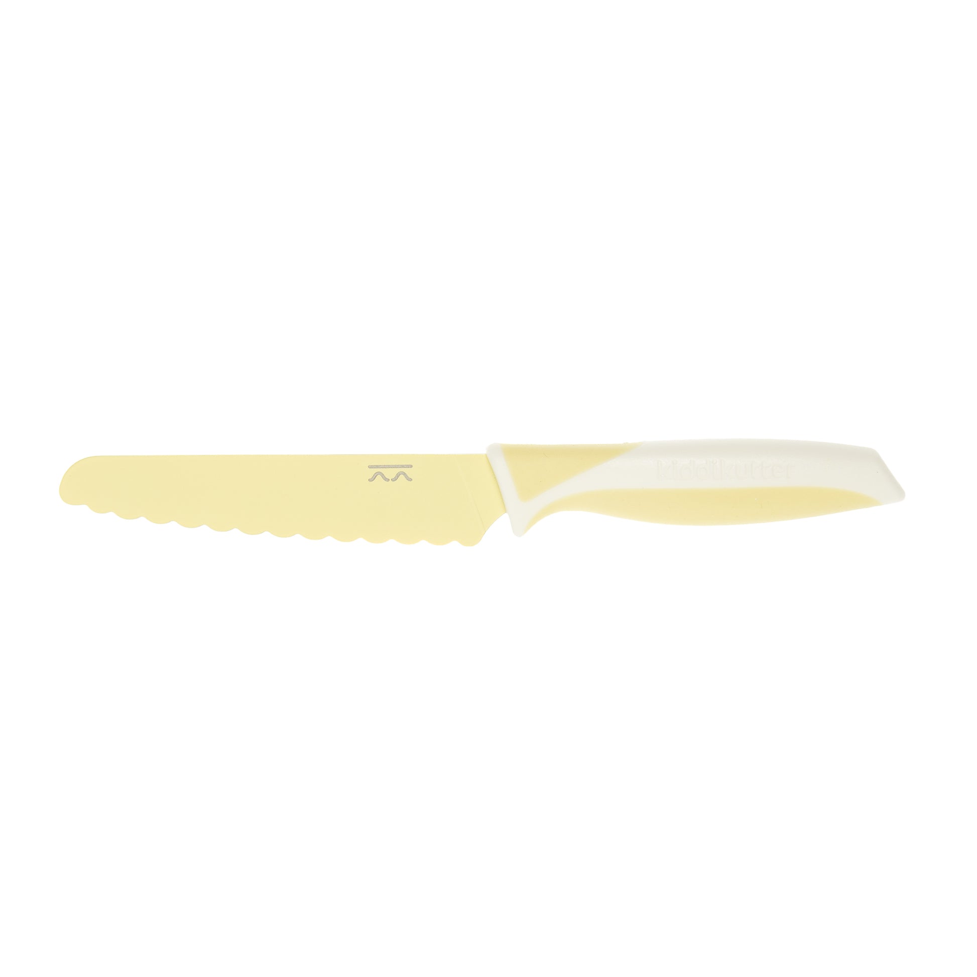 Cuchillo para niños KiddiKutter color Lemon Cream — corta comida, no dedos