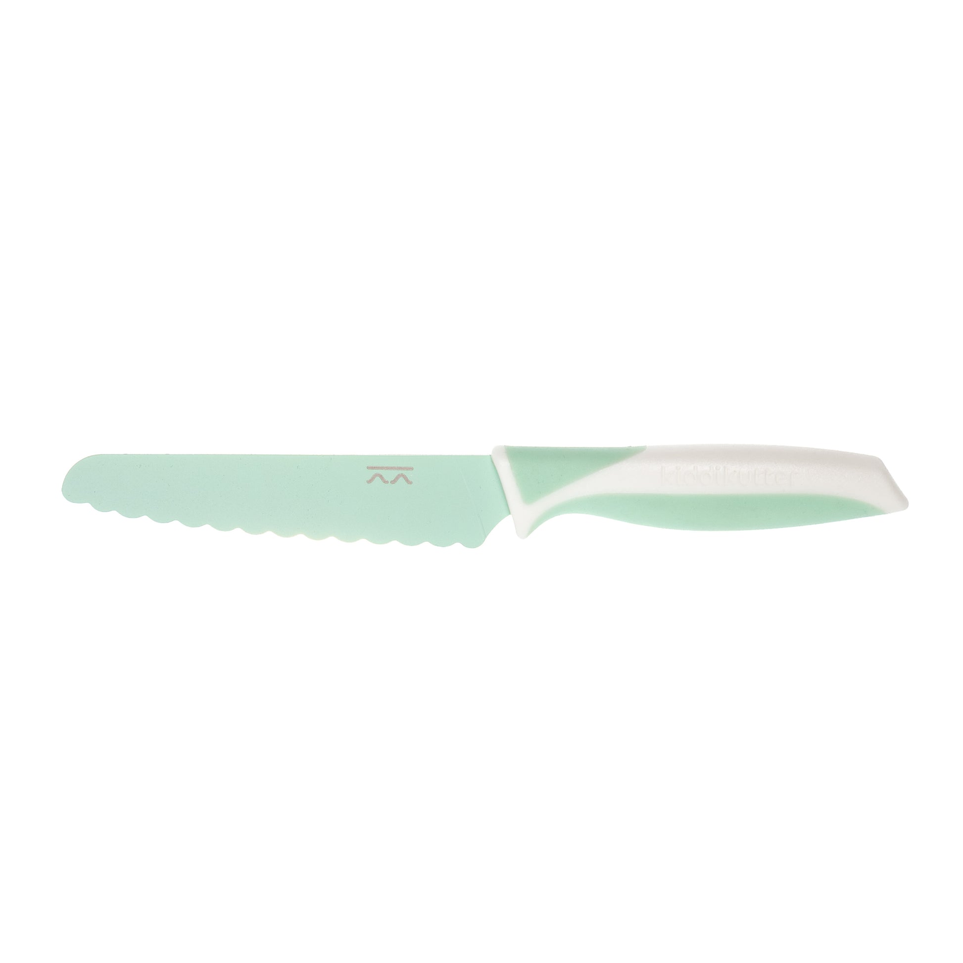 Cuchillo infantil KiddiKutter Matcha Latte, hoja de acero inoxidable con dientes redondeados