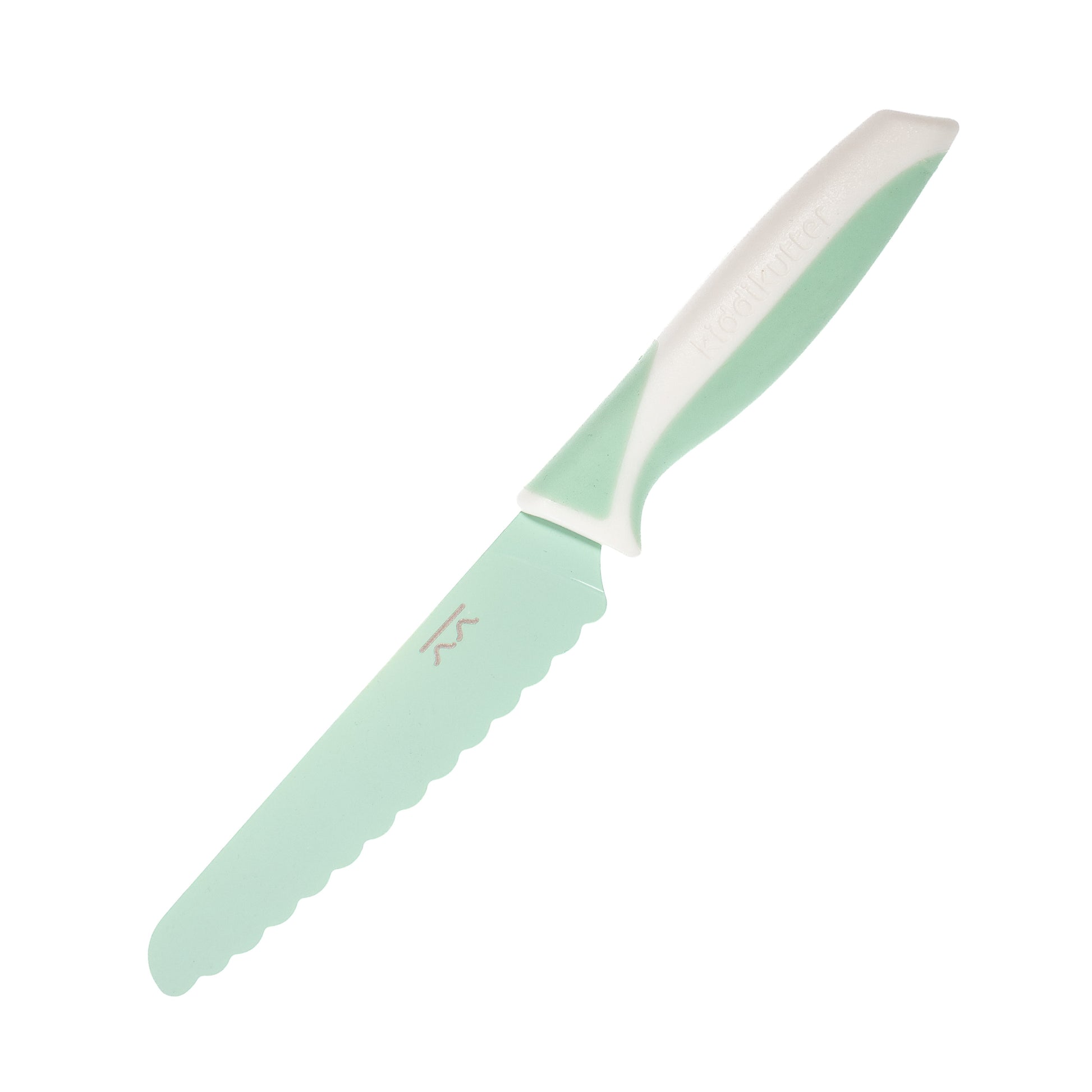 Cuchillo para niños KiddiKutter color Matcha Latte — corta comida, no dedos