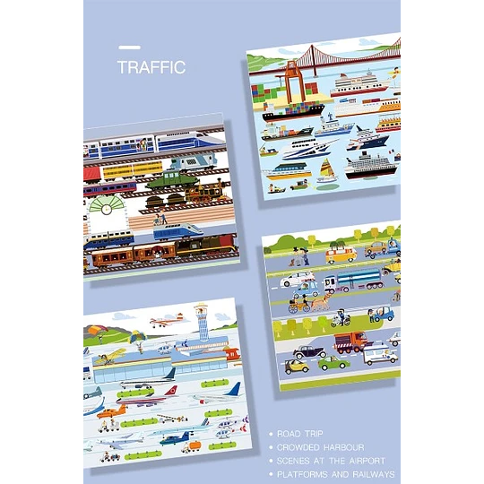 SET STICKERS REUTILIZABLES, MEDIOS DE TRANSPORTES